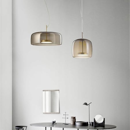 Lampa Wisząca Led Szkło Amber Nowoczesna Złota