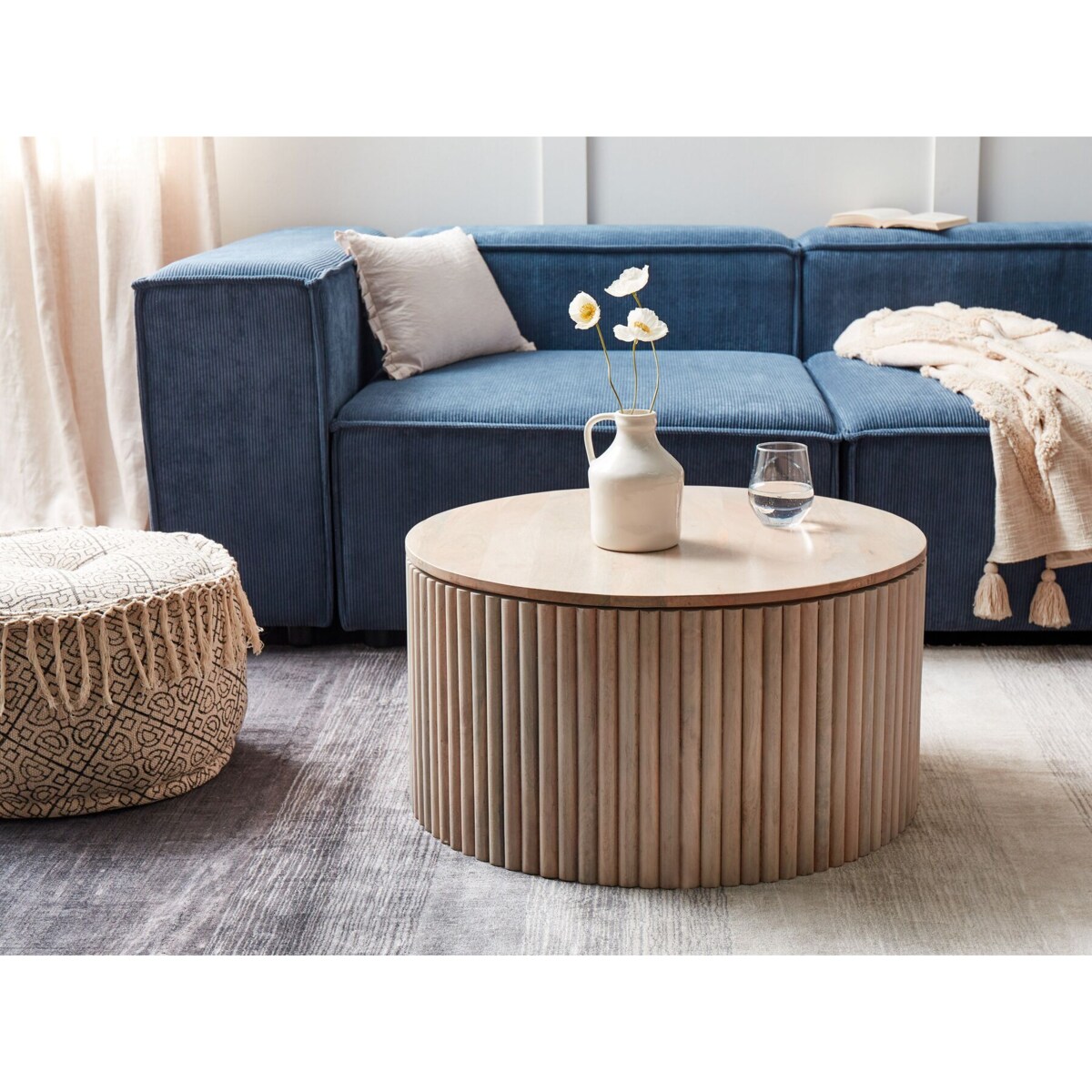 Stolik kawowy KIRKWOOD Drewno mango Jasnobrązowy ze schowkiem