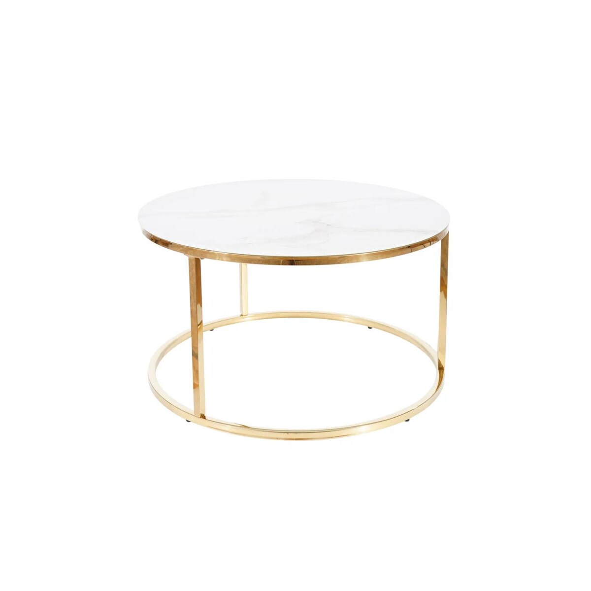 Ława SABINE 80x80 biały marmur/złota