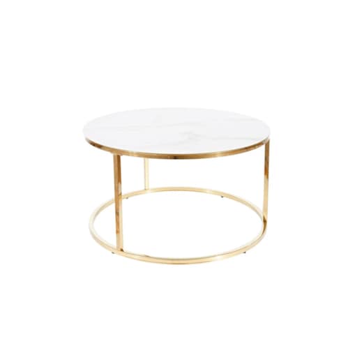 Ława SABINE 80x80 biały marmur/złota