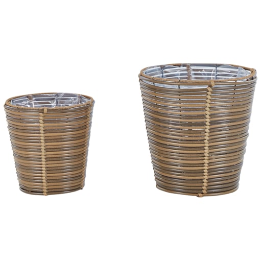 Zestaw 2 koszy na kwiaty z technorattanu brązowy SARTI