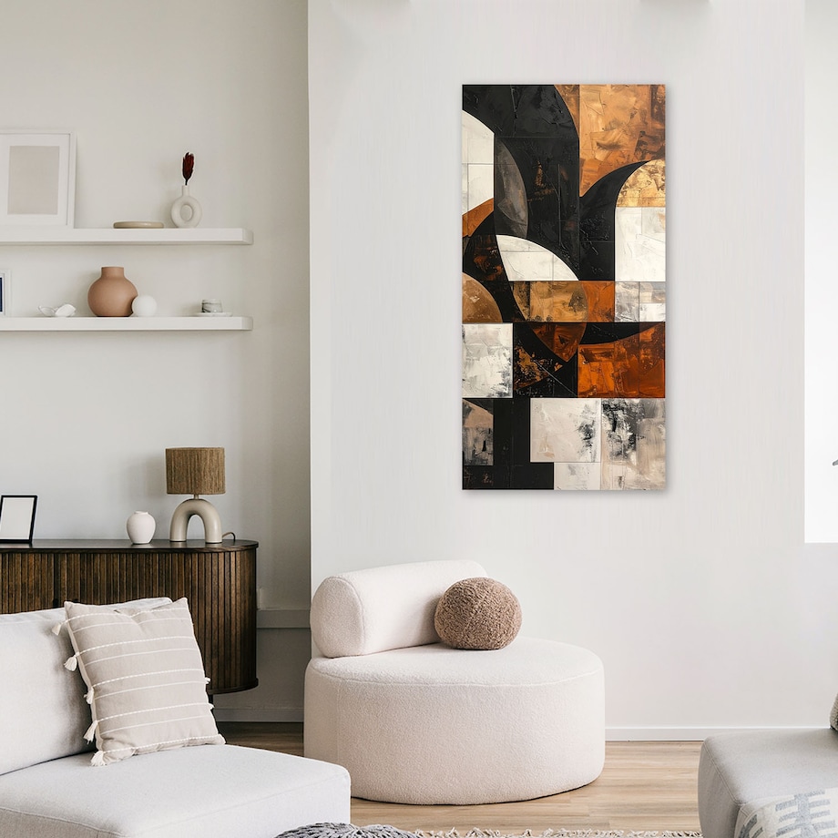 Obraz do salonu sypialni biura loftu, Geometryczne formy abstrakcja brązowy