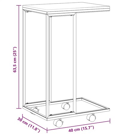 vidaXL Stolik boczny na kółkach, biały, 40x30x63,5 cm