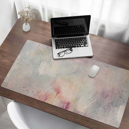 Beżowa mata na biurko Pastelowa abstrakcja, 120x60 cm