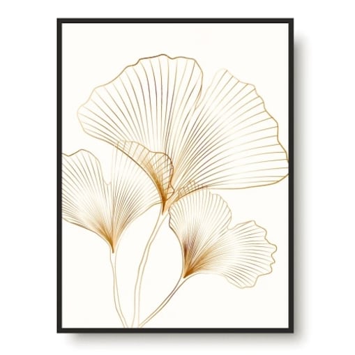Plakaty Obrazy ze Złotem Czarne rama na ścianę do salonu Liście 50x70