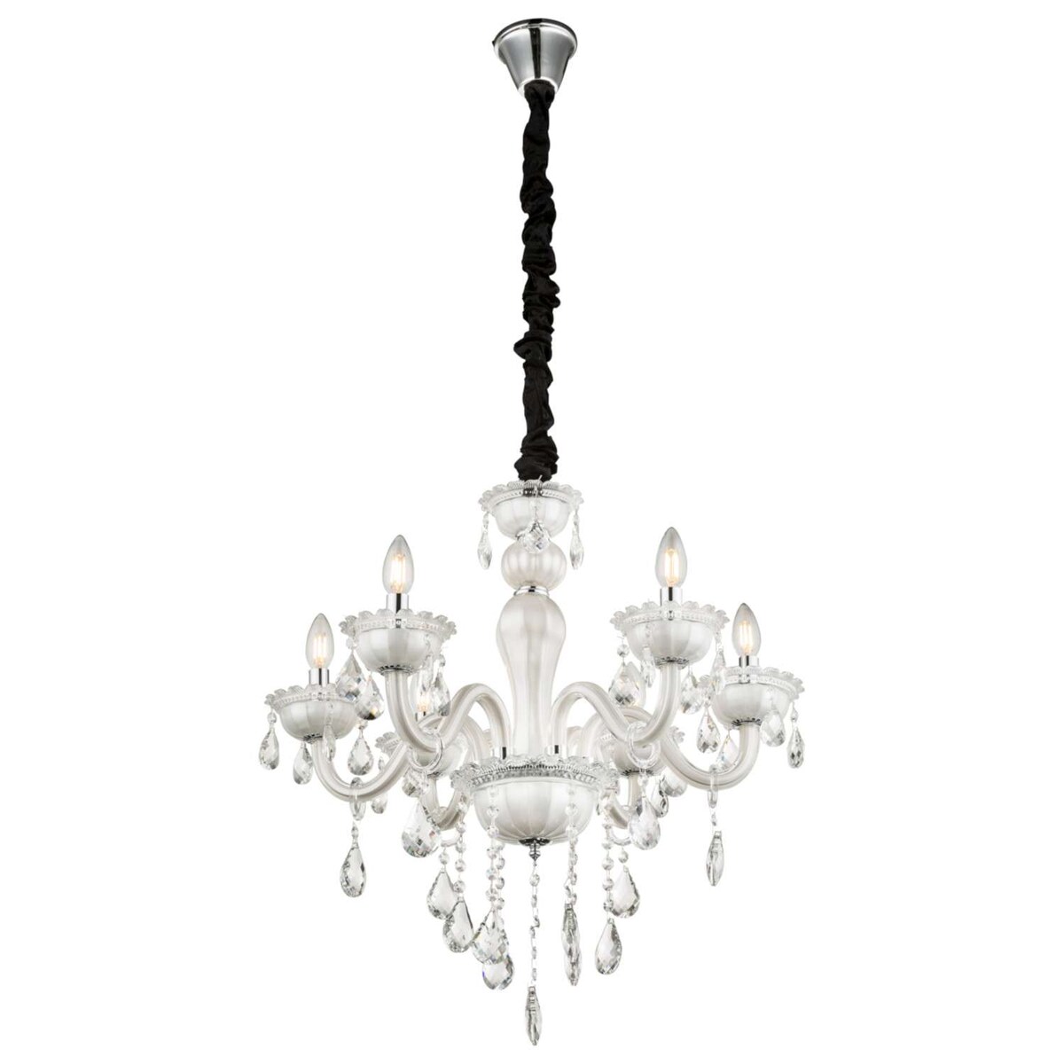 Żyrandol LAMPA wisząca TEEJAY 64118-6 Globo pałacowa OPRAWA świecznikowy zwis z kryształkami crystal maria teresa biały