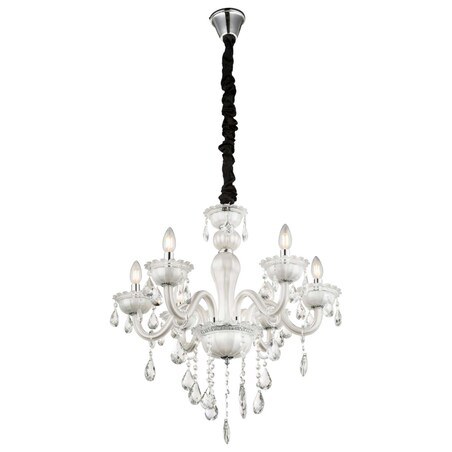 Żyrandol LAMPA wisząca TEEJAY 64118-6 Globo pałacowa OPRAWA świecznikowy zwis z kryształkami crystal maria teresa biały