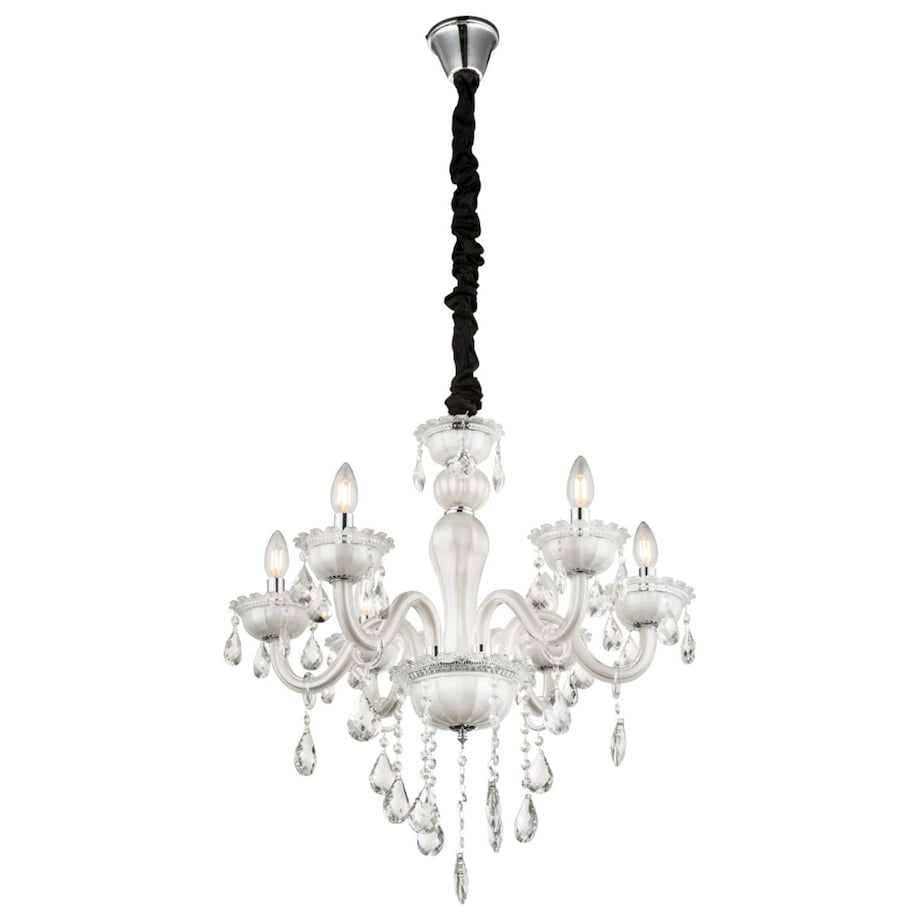 Żyrandol LAMPA wisząca TEEJAY 64118-6 Globo pałacowa OPRAWA świecznikowy zwis z kryształkami crystal maria teresa biały