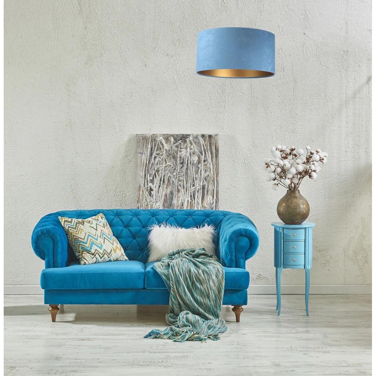 Lampa wisząca HOME 30 błękitna/złota