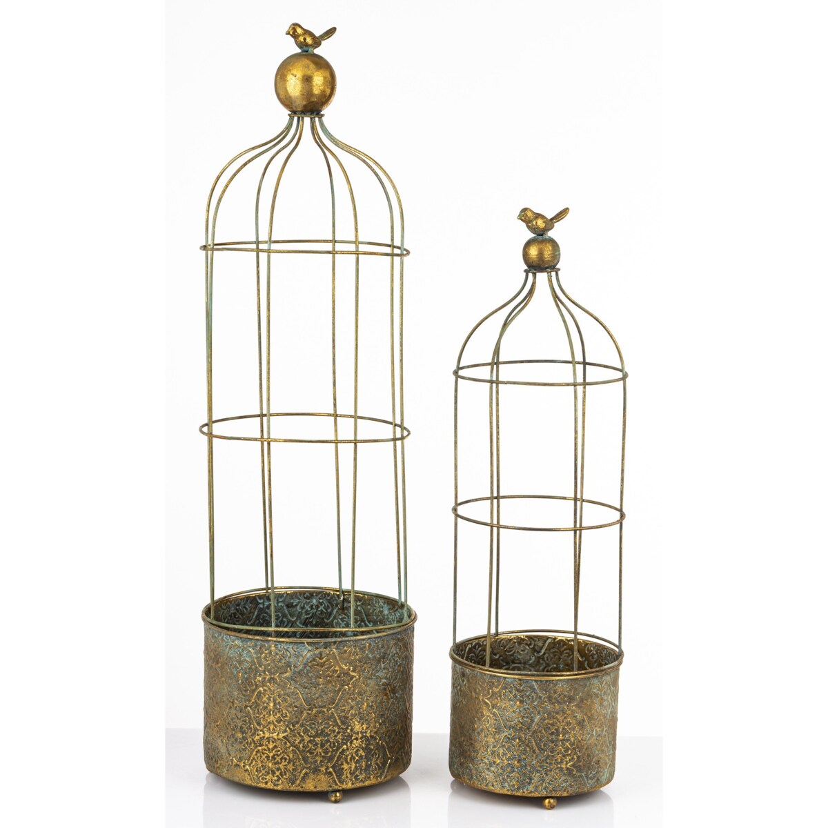 Klatka dekoracyjna metalowa kpl. 2 sztuki z ptaszkiem