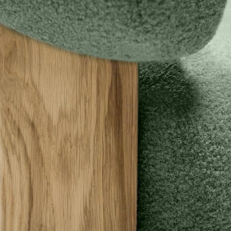 Fotel wypoczynkowy szałwiowy bouclé/dąb Ilady