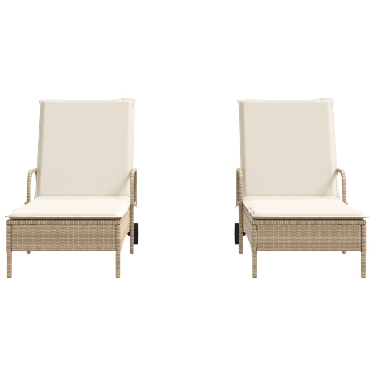 vidaXL Leżaki z poduszkami, 2 szt., beżowe, polirattan