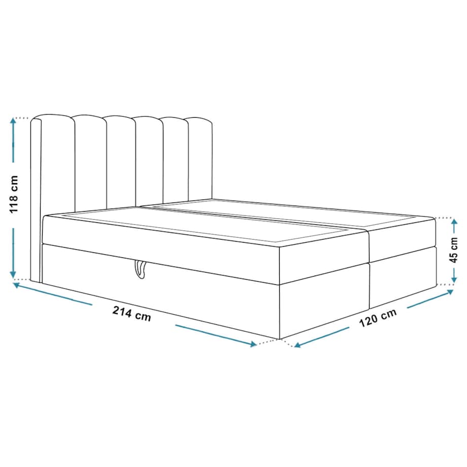 Łóżko kontynentalne FOX 10 120x200 z pojemnikiem i materacem- czarne