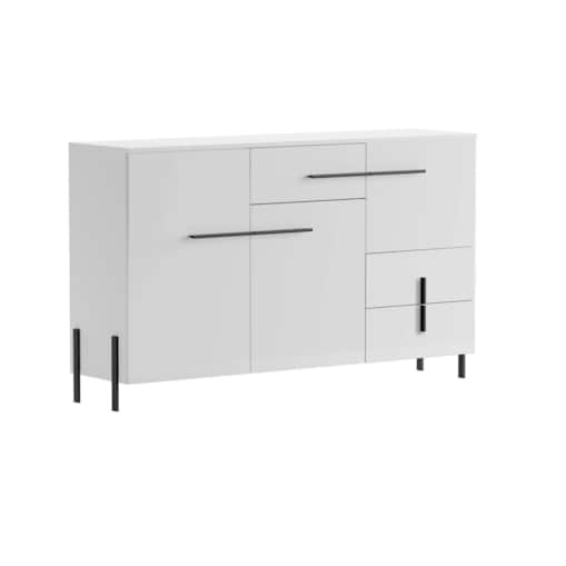 Komoda JUSTINE 150 3D3S biała/biały połysk