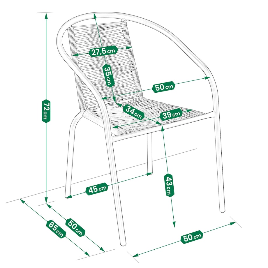 Krzesło ogrodowe plecione BISTRO niebieskie