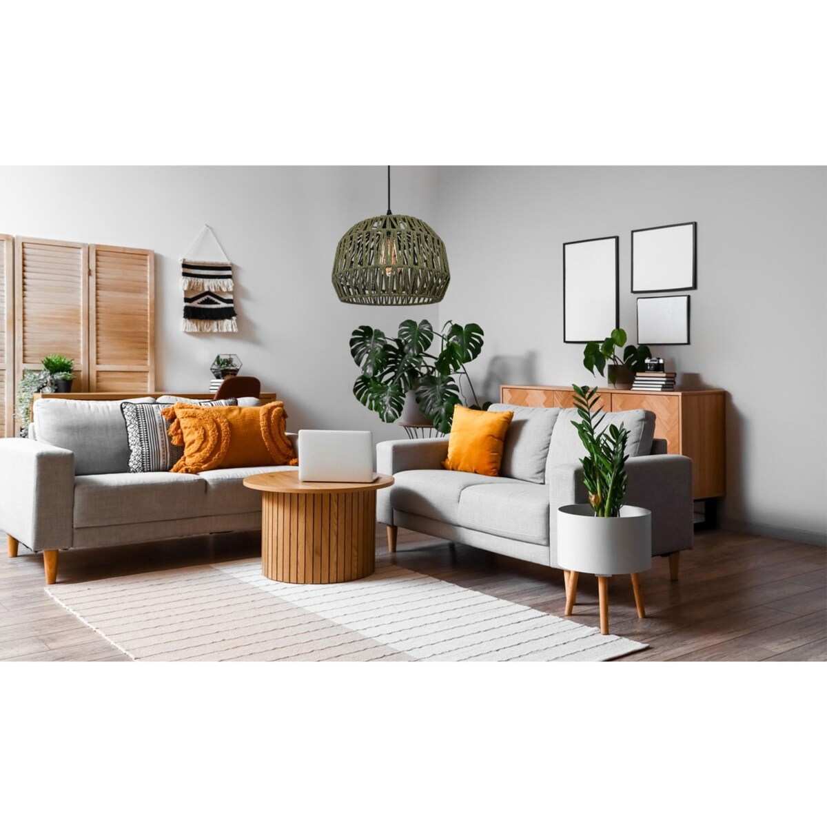 Lampa wisząca pleciona ciemno-zielona Boho APP1293-1CP