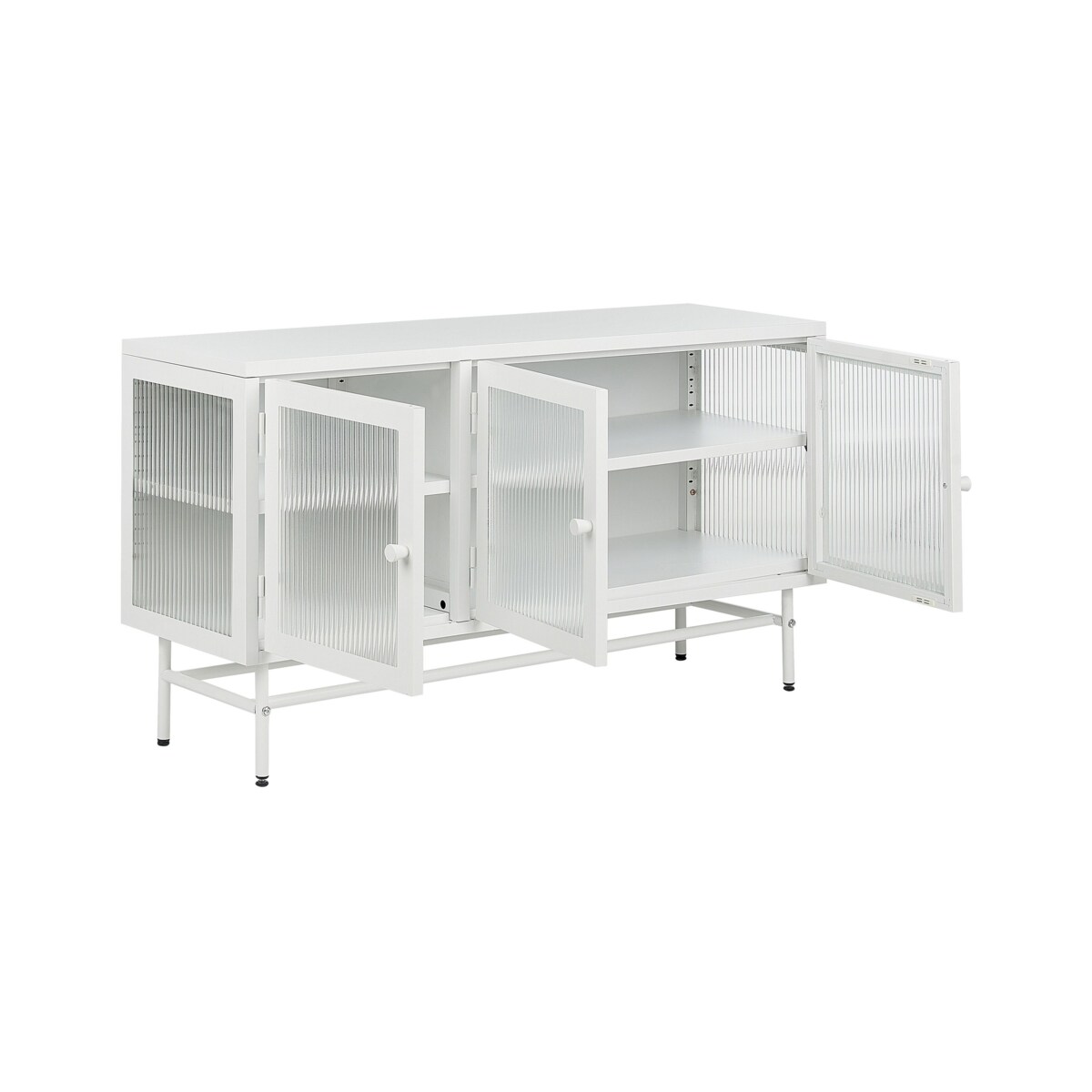 Szafka trzydrzwiowa metalowa ze szklaną gablotą biała DEVON