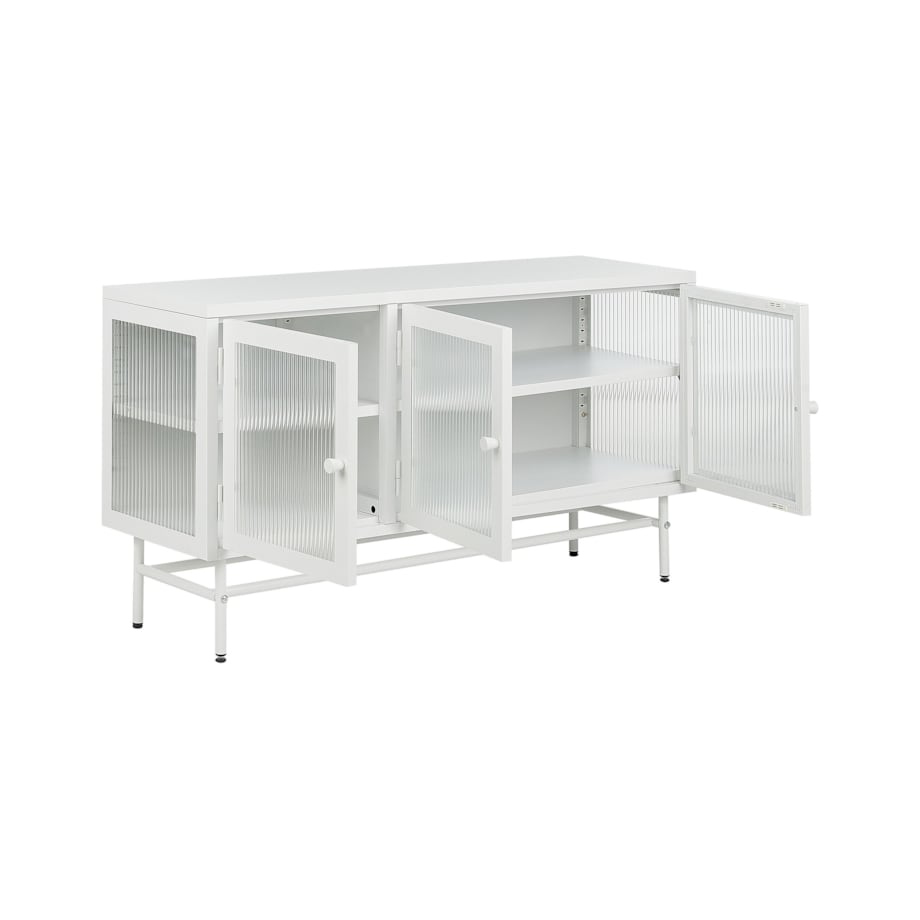 Szafka trzydrzwiowa metalowa ze szklaną gablotą biała DEVON