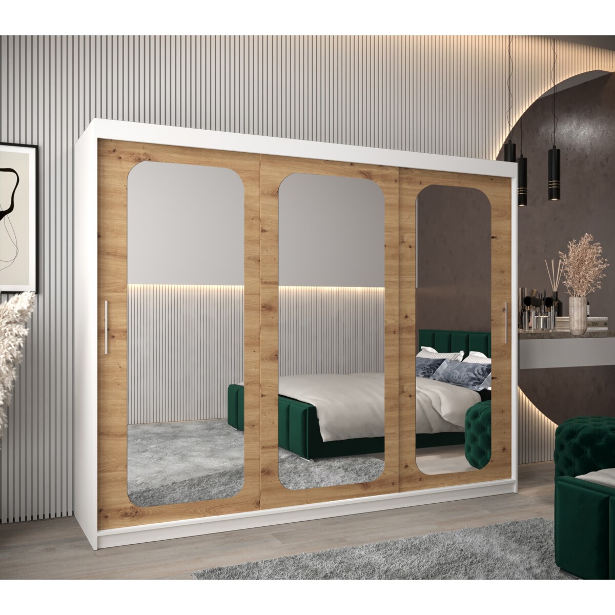 Szafa przesuwna Garderoba PROMO T3 250 biały/artisan