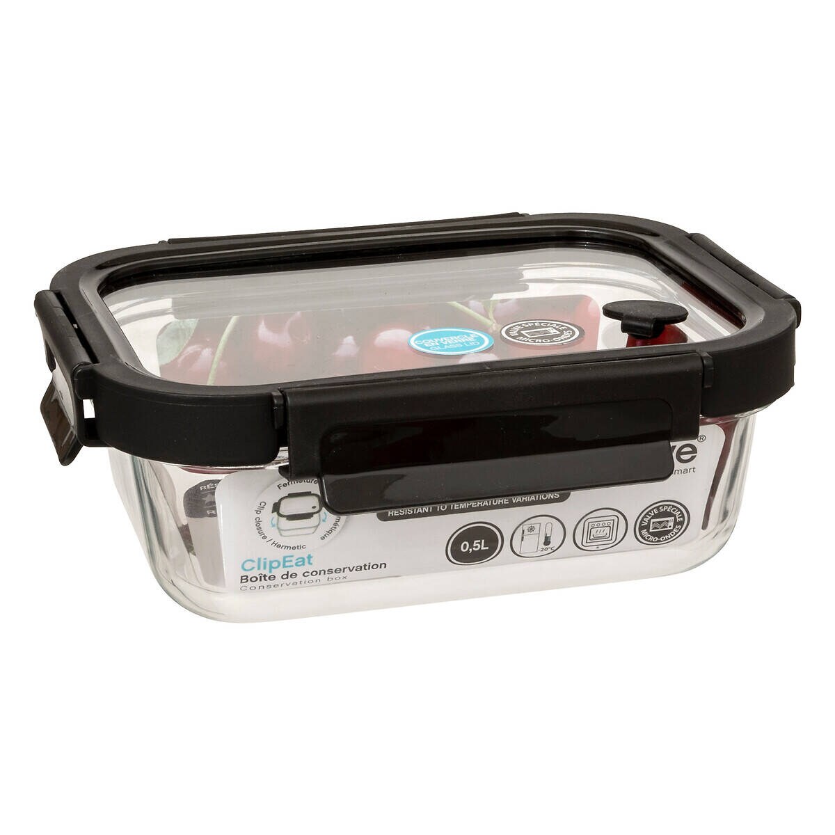 Szklany pojemnik na żywność z hermetyczną pokrywką, transparentny