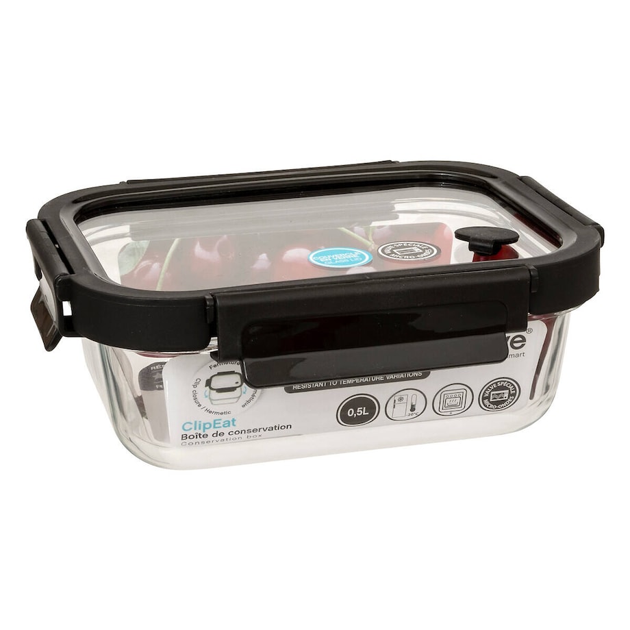 Szklany pojemnik na żywność z hermetyczną pokrywką, transparentny