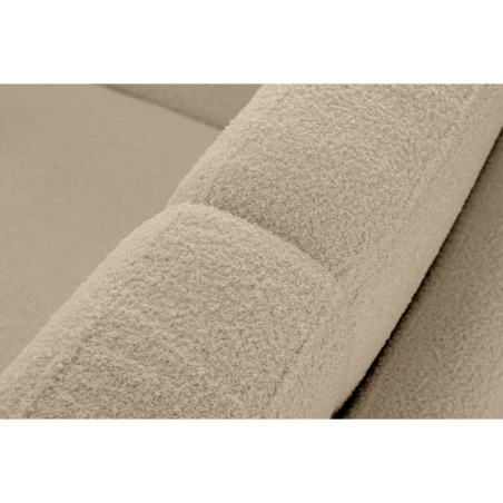 KONSIMO TAGIO Skandynawska 3-osobowa sofa z beżowej tkaniny jagnięcej