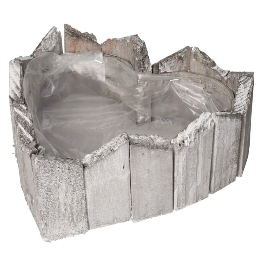 Doniczka Osłonka Drewniana Serce Szara Doniczki