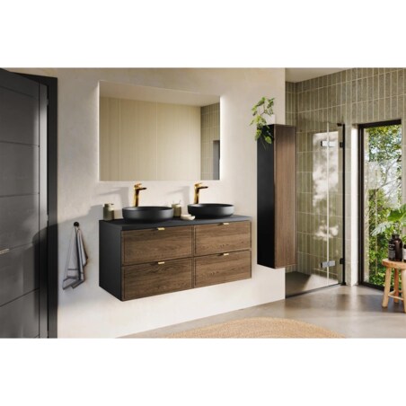 Szafka pod umywalkę nablatową TALIA CASELLA 2S 80cm dąb casella/czarny mat z blatem