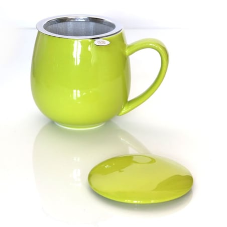 Kubek z zaparzaczem i pokrywką limonkowy - idealny zestaw do przygotowania herbaty, perfekcyjny podarunek prezent dla mamy, taty, babci, dziadka