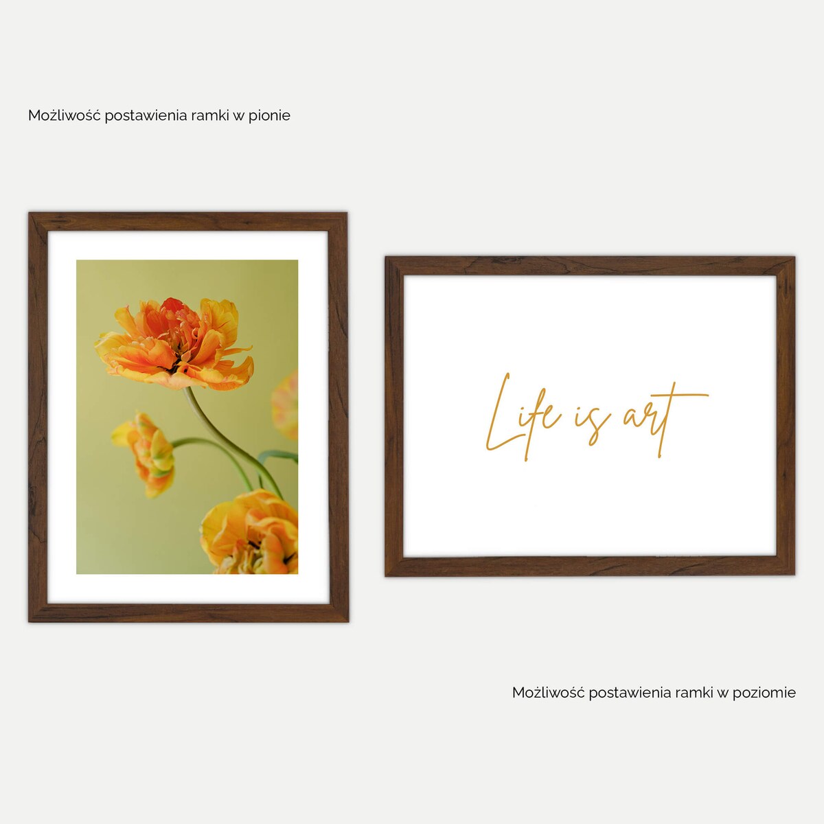 Ramka na zdjęcia 30x40 cm brązowa rama MDF z plexi do powieszenia pion poziom klasyczna ramka