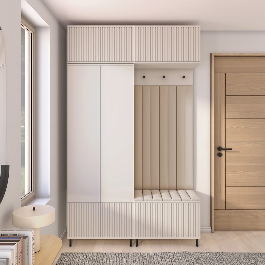 Garderoba frezowana Ritmo wersja 2 wysokie nogi rurki Trinity 02 Cashmere