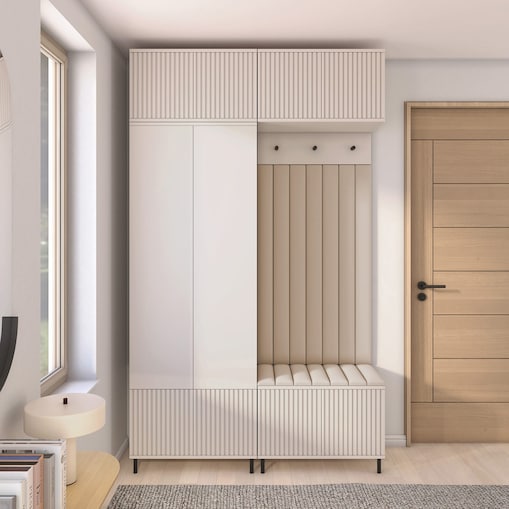 Garderoba frezowana Ritmo wersja 2 wysokie nogi rurki Trinity 02 Cashmere