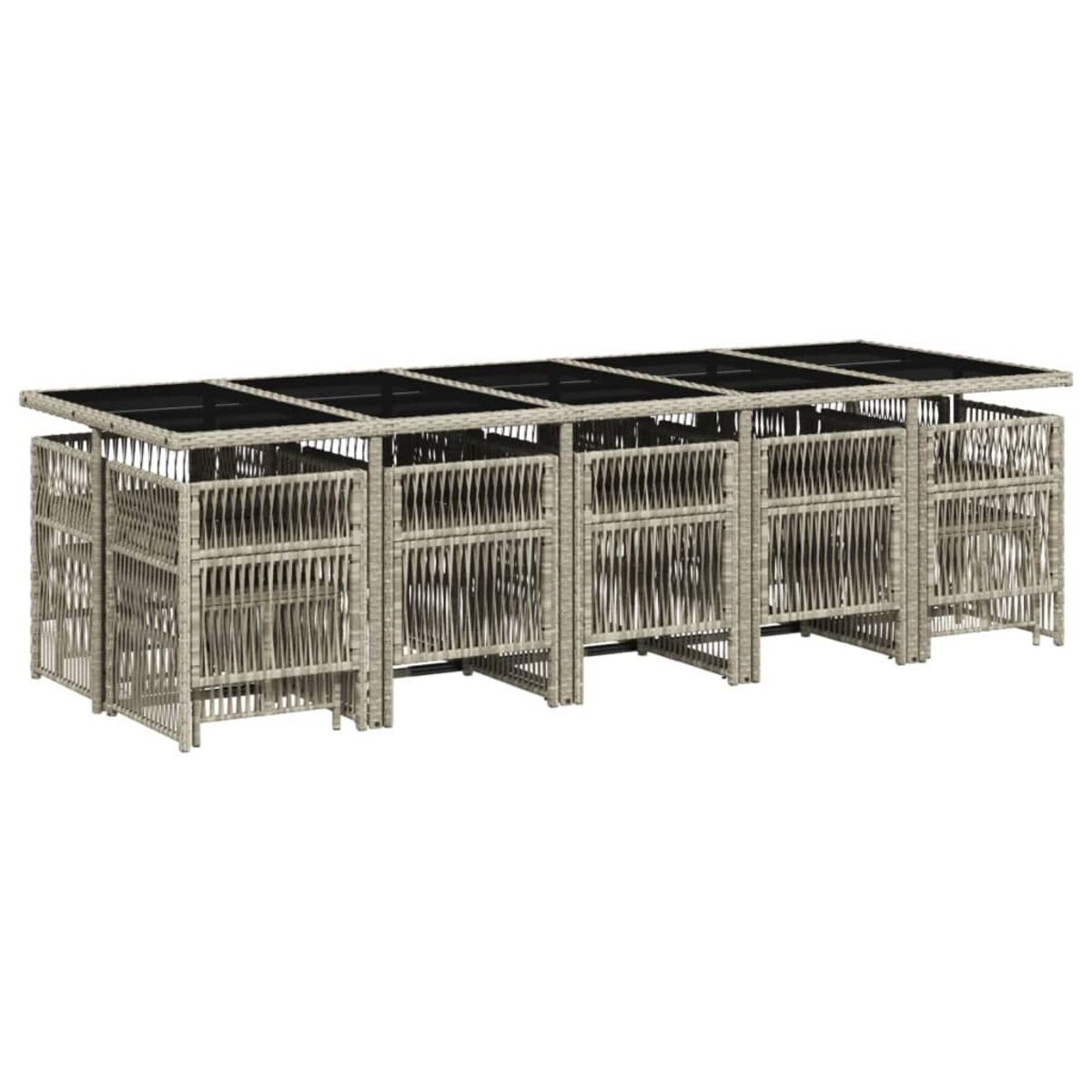 vidaXL 15-cz. zestaw mebli ogrodowych z poduszkami, jasnoszary