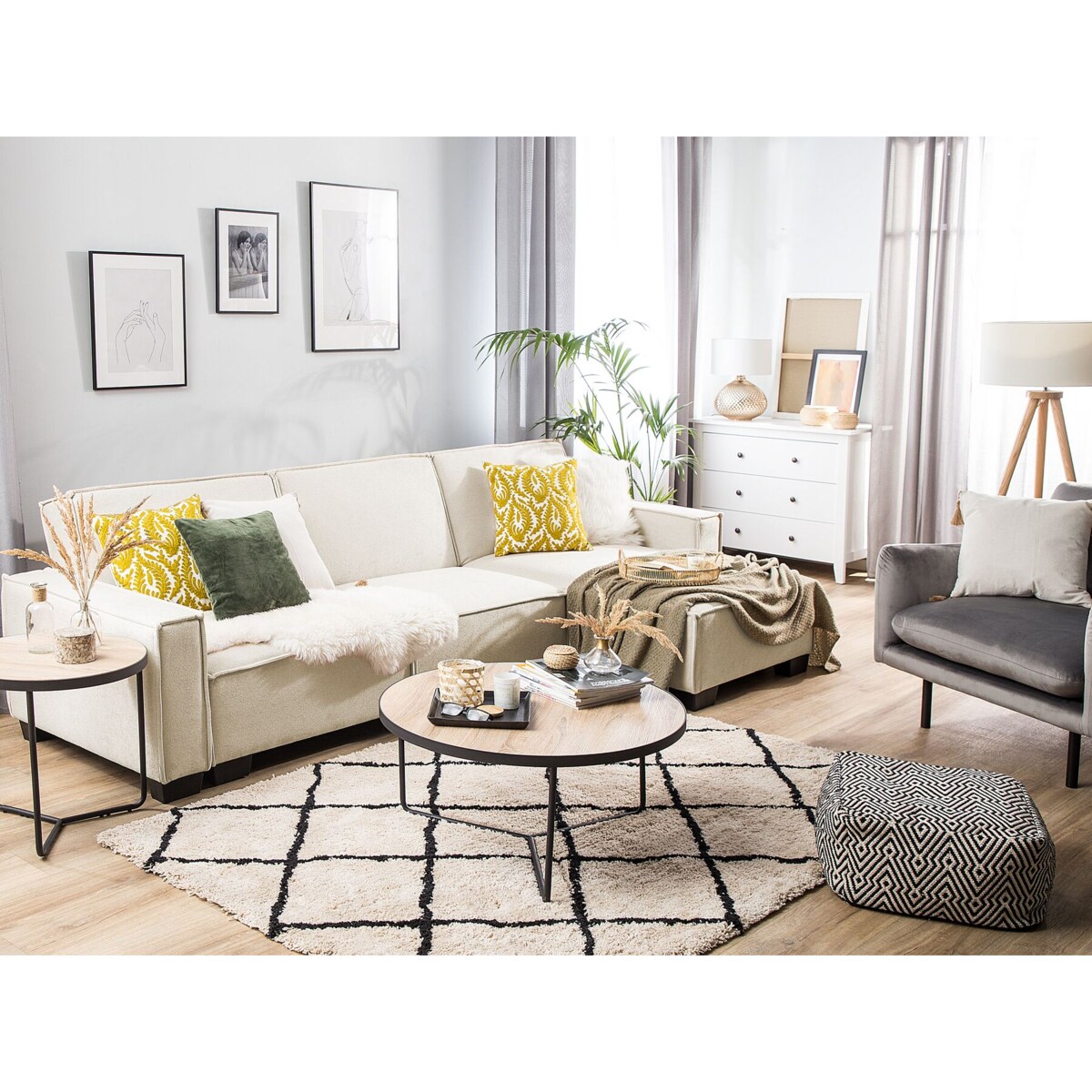 Narożnik lewostronny rozkładany beżowy ROMEDAL