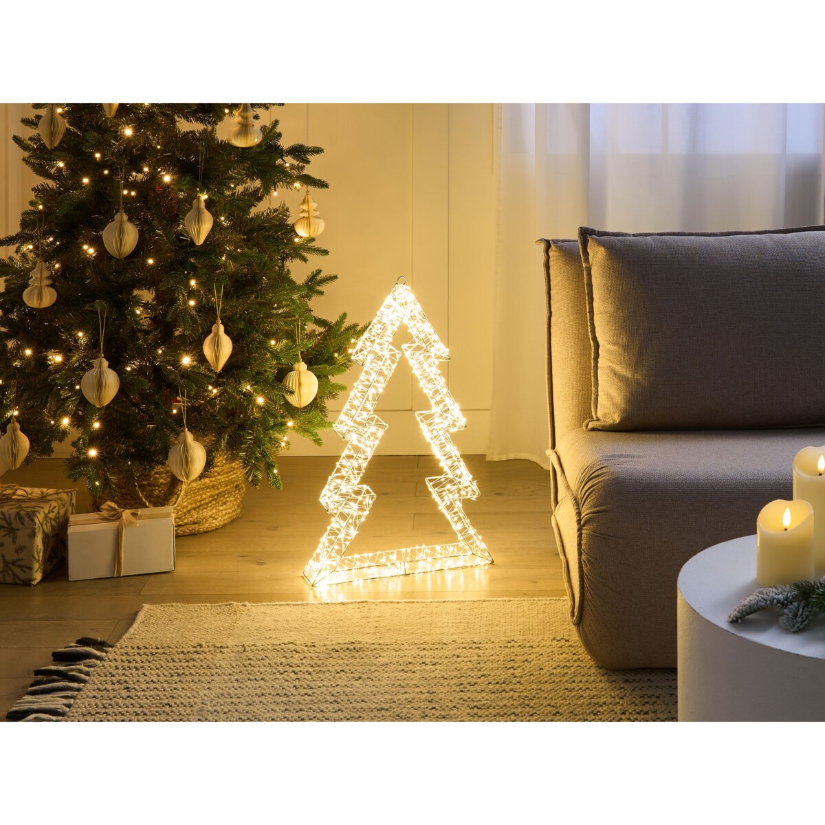 Dekoracja ogrodowa LED AKERAN 60 cm Choinka Srebrny