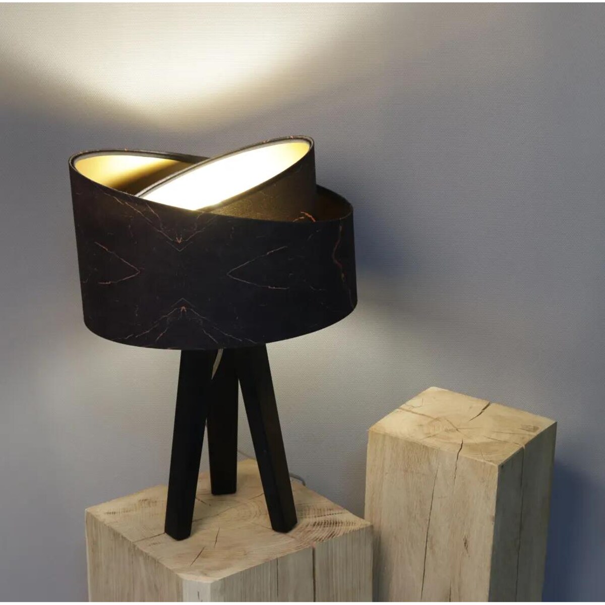 Lampa stołowa BLACK MARBLE czarna/złota/czarna