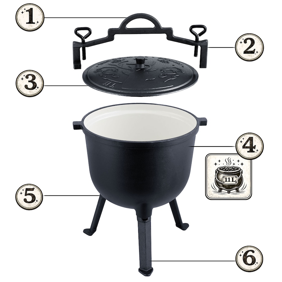 Garnek emaliowany kociołek żeliwny Berdsen BD-481 emaliowany 11L na ognisko grill trwały