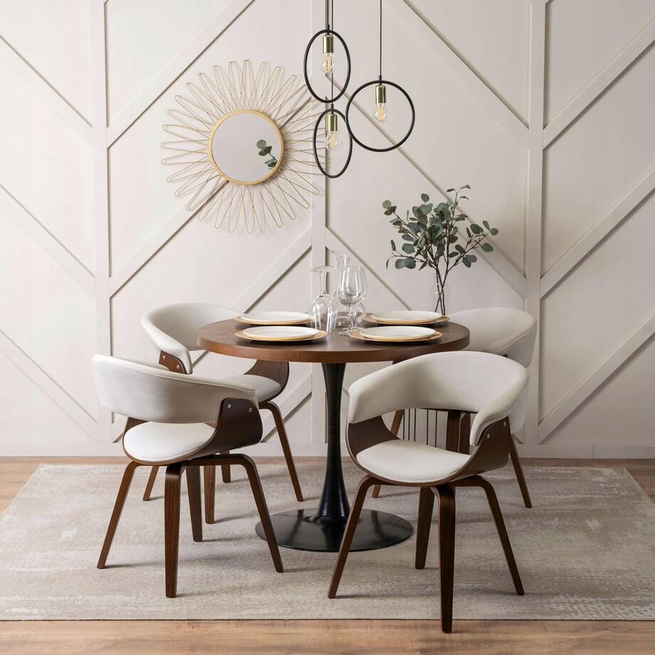 Krzesło Tapicerowane Drewniane Welurowe Kuchenne Do Salonu Beż Orzech GARY