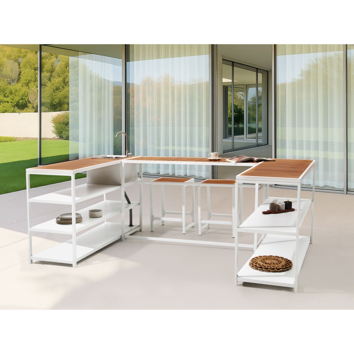 Stół ogrodowy AVETRANA 150 cm 50 cm Biały