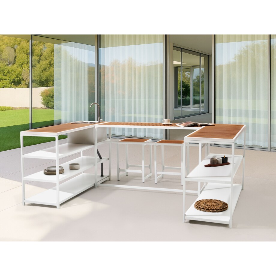 Stół ogrodowy AVETRANA 150 cm 50 cm Biały