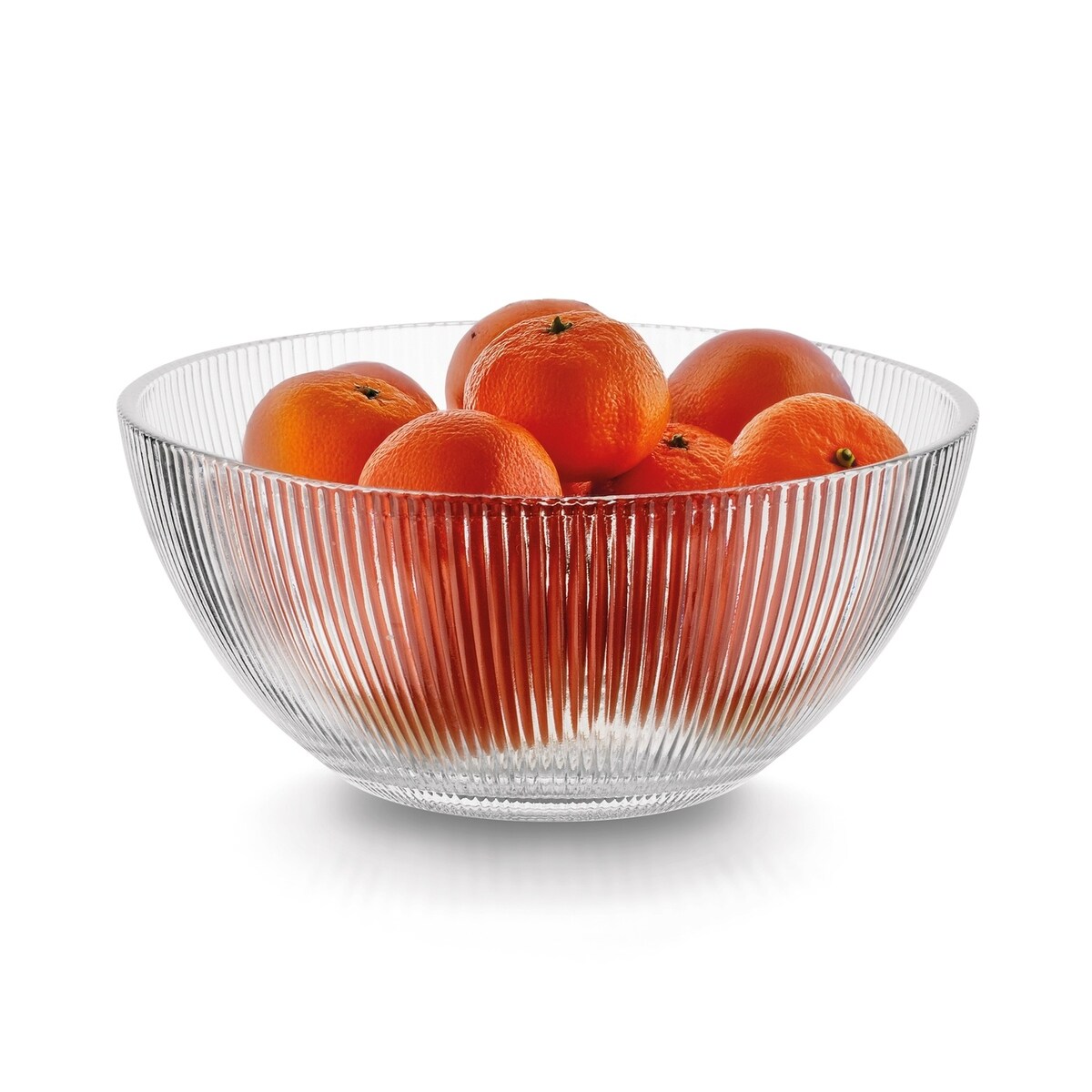 SZKLANA DUŻA SALATERKA W PRĄŻKI 21cm, 2L na sałatki owoce miska bezbarwna