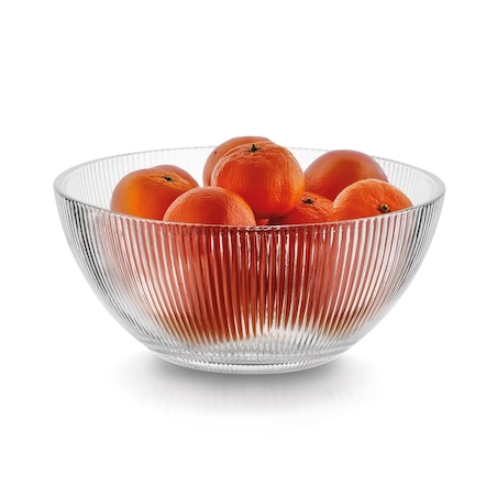 SZKLANA DUŻA SALATERKA W PRĄŻKI 21cm, 2L na sałatki owoce miska bezbarwna