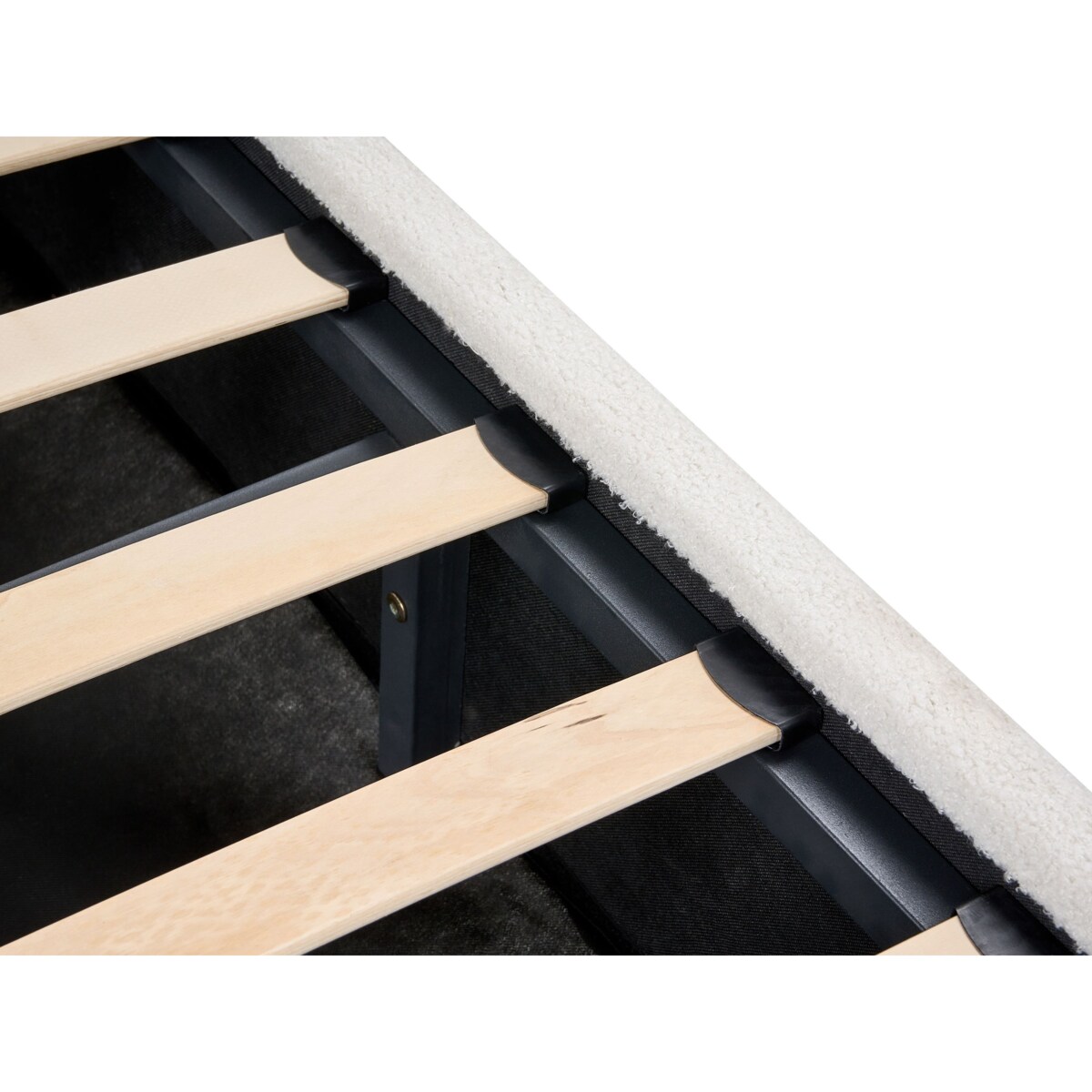 Łóżko z pojemnikiem Boucle ROCHEFORT 140 x 200 cm Złamana biel