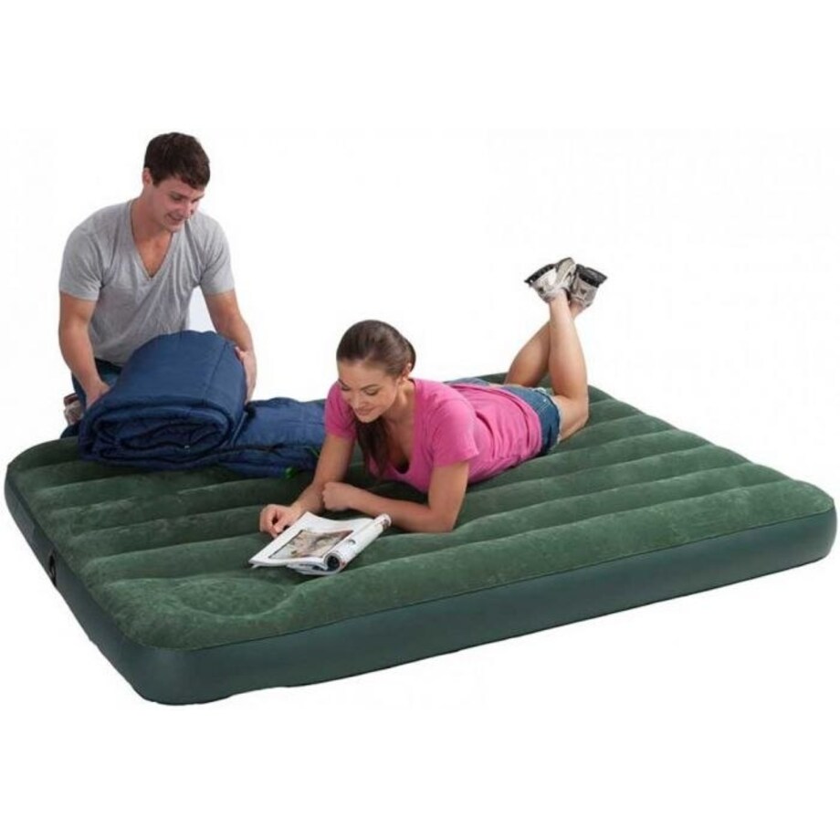 Materac welurowy z pompką nożną 191x137x22 cm INTEX