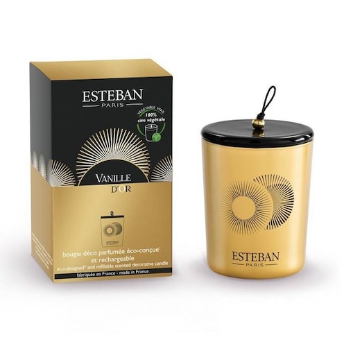 Świeca zapachowa Vanille d'Or + ceramiczna przykrywka, 180 g, Esteban