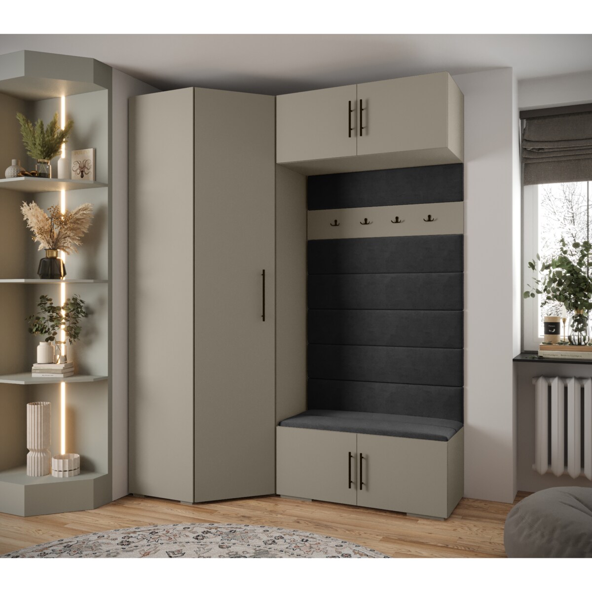 Garderoba do przedpokoju INOVA 3 Z21 kaszmir+czarny+manila18