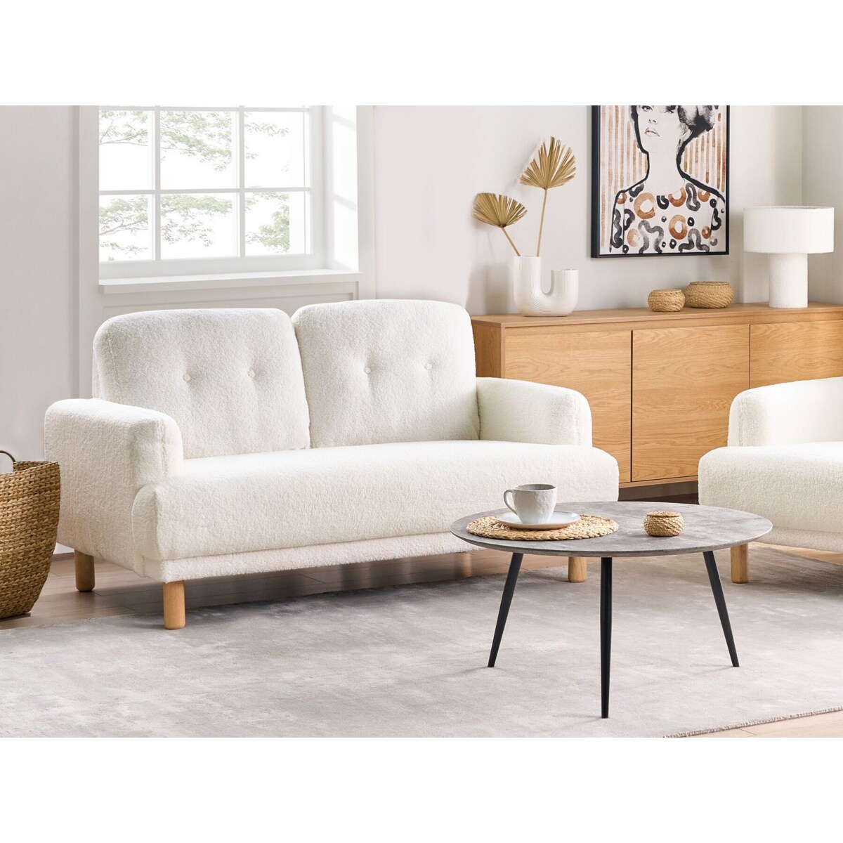 Sofa 2-osobowa boucle biała TUVE