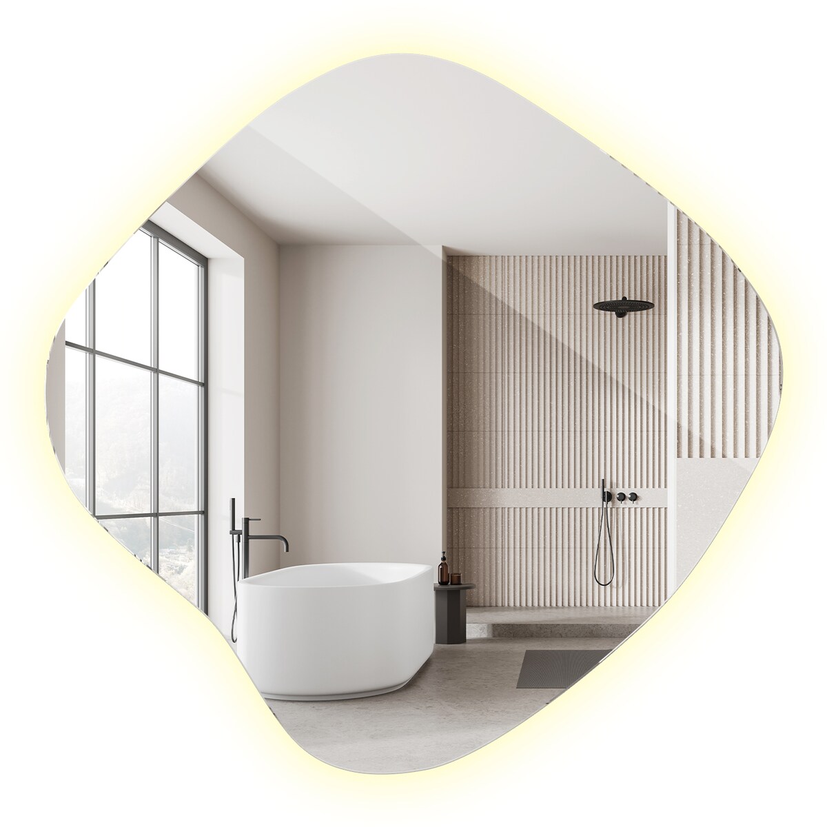 Lustro o Nieregularnym Kształcie LED - 67,6x67 cm - Neutralne Światło