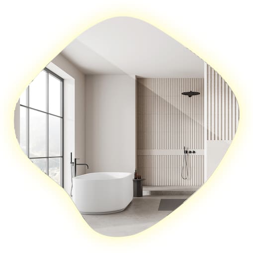 Lustro o Nieregularnym Kształcie LED - 67,6x67 cm - Neutralne Światło