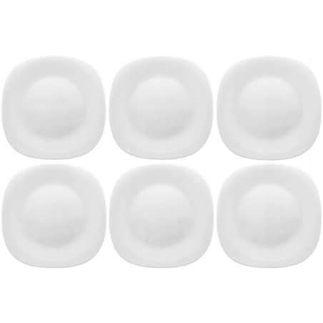 BIAŁE KWADRATOWE TALERZE DESEROWE bormioli 6szt 20cm PARMA na ciasto deser